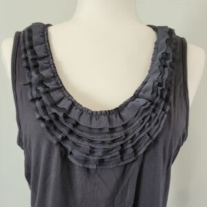 August Silk Ruffled Gray Tank Top